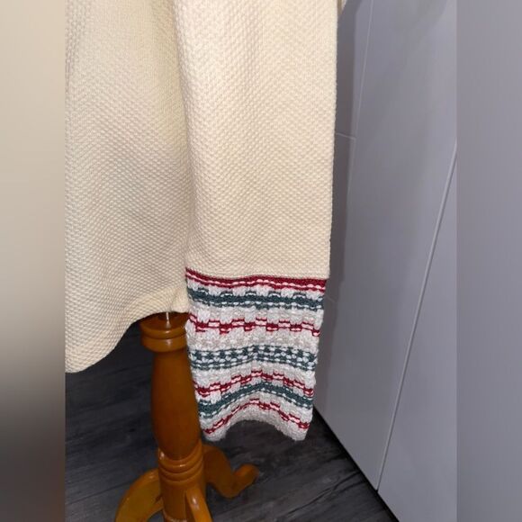 NWT long John shirt, cream with maroon and forest green sleeves - Picture 3 of 6